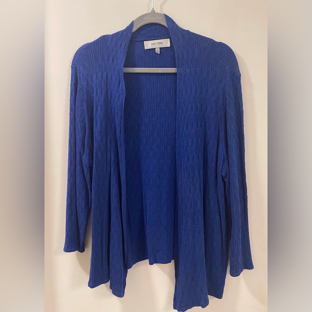 Jones Studio Blue Women's open Front Sweater